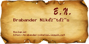 Brabander Nikétás névjegykártya